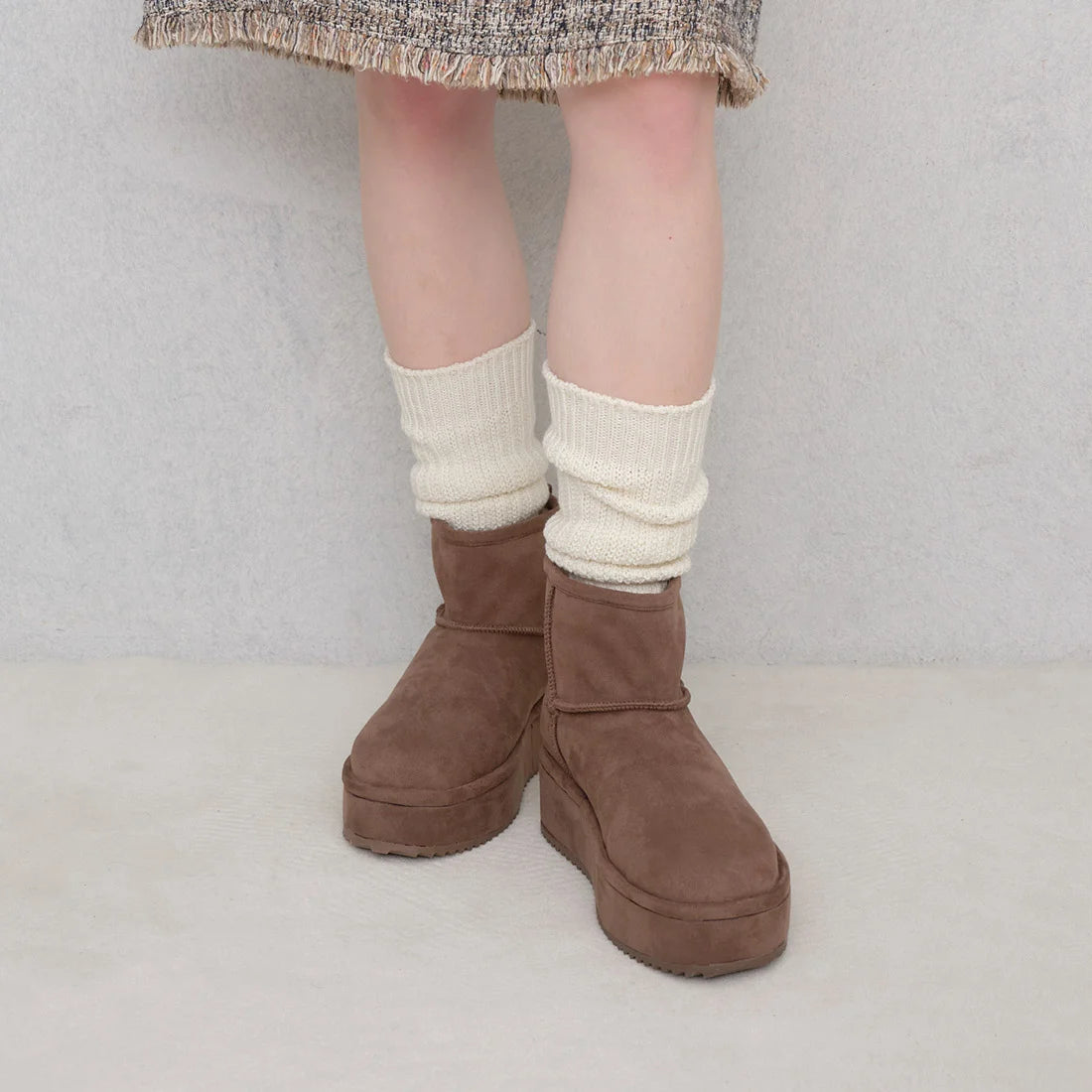 【新品現貨】Launa Lea 5cm厚底羊毛雪靴 (S160)(灰啡色 S／Greige S)