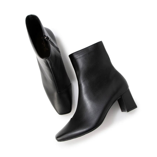 日本製 Launa Lea 6cm方頭短靴 (582)(黑色／Black)