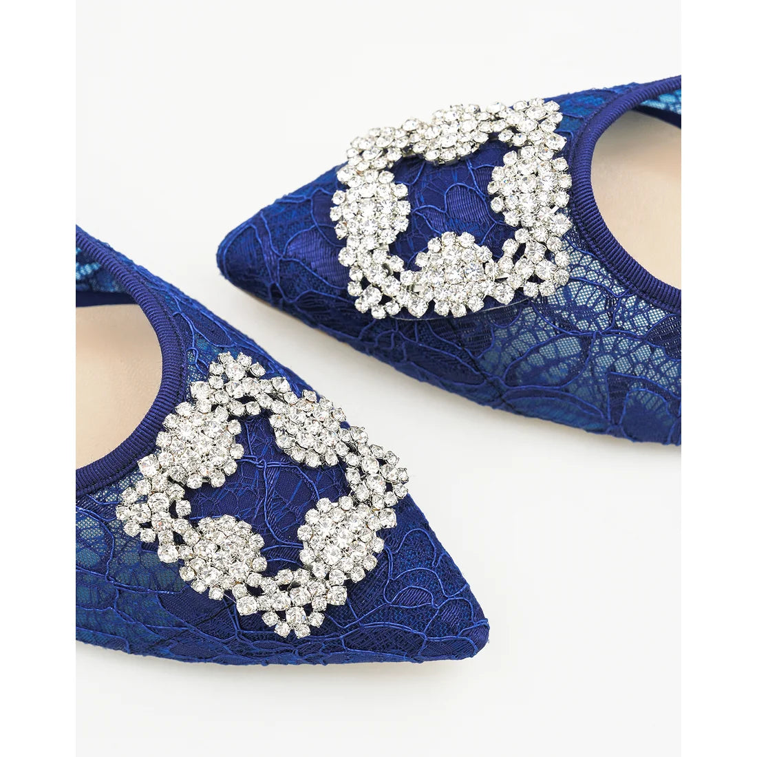 【新品預訂】日本製Emma Francis 4cm跟 寶石扣 薄紗蕾絲高跟鞋 (藍色薄紗 ) ( 4003b-T 120 )