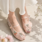 【新品預訂】日本製Emma Francis 碎花歐根紗透網瑪莉珍鞋 (09k-T 144)（粉色薄紗）