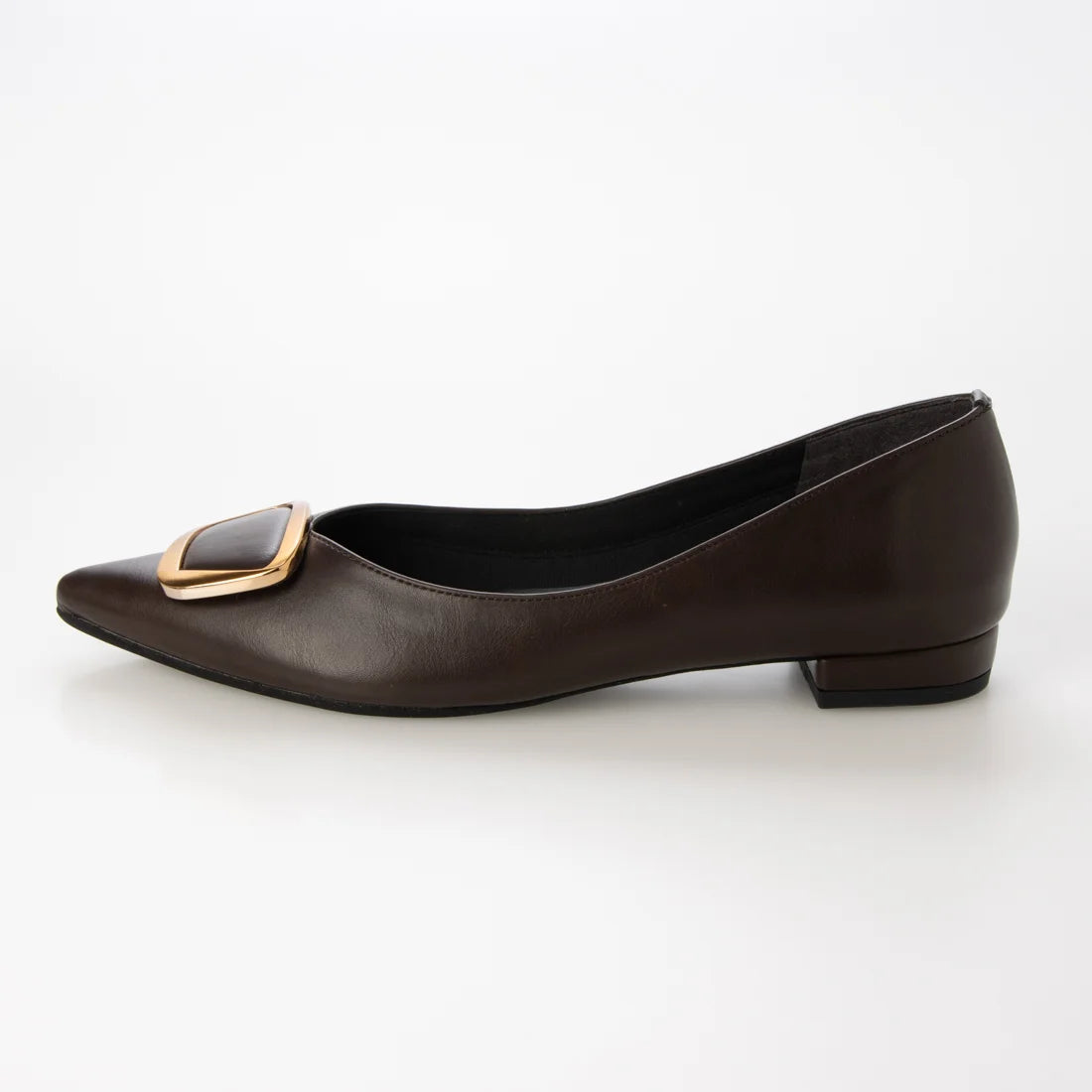 【新品預訂】日本製 Lauf Oletta [All Weather] 全天候 防水尖頭金扣平底鞋（LRH127 dbrown) (深啡色)