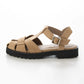 【新品預訂】日本製 Lauf Oletta T型帶3cm厚底絨面涼鞋 (LP148 Beige-S)(杏色)