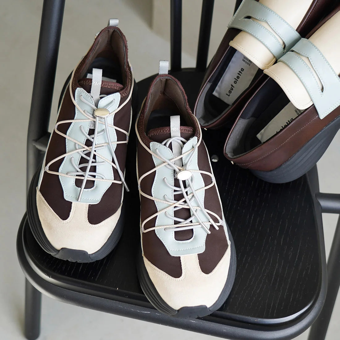 【新品預訂】日本 Lauf Oletta 4.5cm 厚底軟彈性運動鞋 (L155 D.Brown-Z/C)(深啡色)