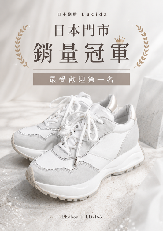 【現貨優惠】日本潮牌Lucida 灰色 Phobos 閃爍微粒拼接設計厚底運動鞋 ( 4166 GRY )