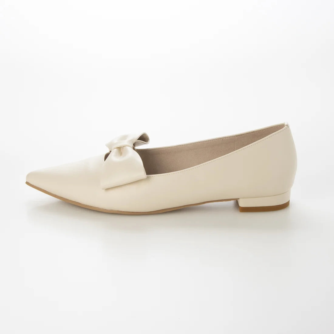 【新品預訂】日本製 Launa lea 尖頭蝴蝶結平底鞋（615）(象牙白 /  Ivory)