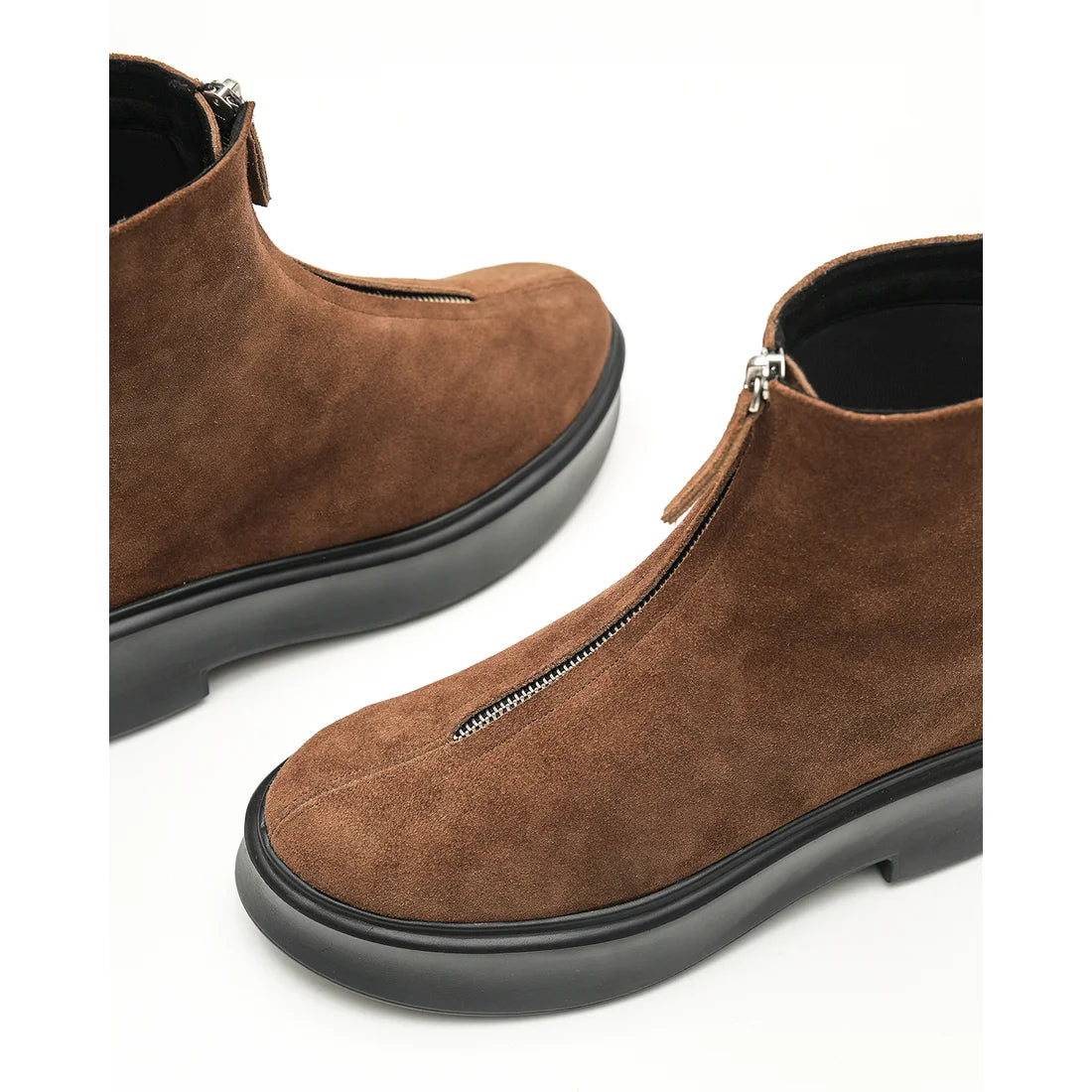 【新品預訂】日本製Emma Francis ［雨天應對］防水厚底前拉鍊靴子（棕色 絲絨皮革）(9013a-L V105)