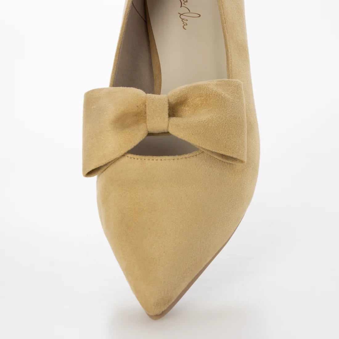 【新品預訂】日本製 Launa lea 尖頭蝴蝶結絨毛平底鞋（615）(黃色 S / Yellow S)