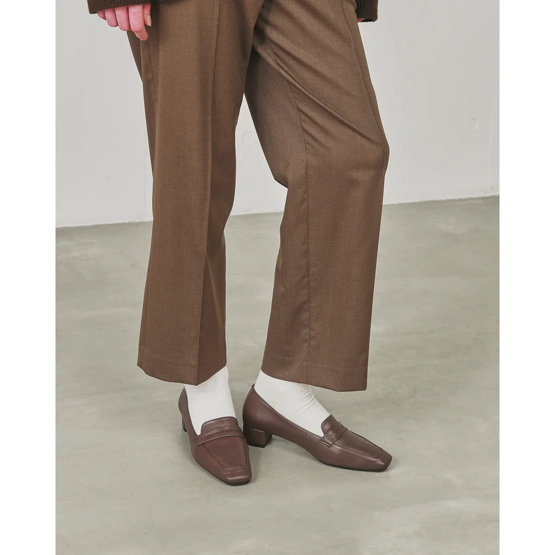 【新品預訂】日本製Emma Francis 3cm跟 方頭樂福鞋 (3004e-P 105)(棕色光滑)