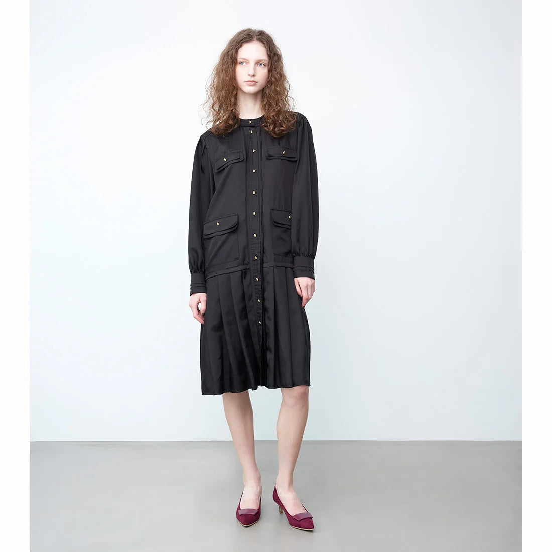 【新品預訂】日本製 Launa Lea 5cm方扣尖頭高跟鞋 (573) (紅色 S / Bordeaux S)