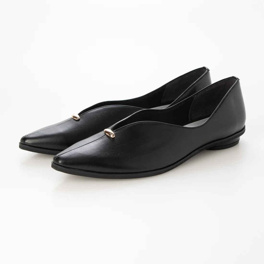 【新品預訂】日本製 Lauf Oletta  [All Weather] 全天候 蝴蝶剪裁小金屬扣平底鞋（LRP154 BLACK）(黑色)