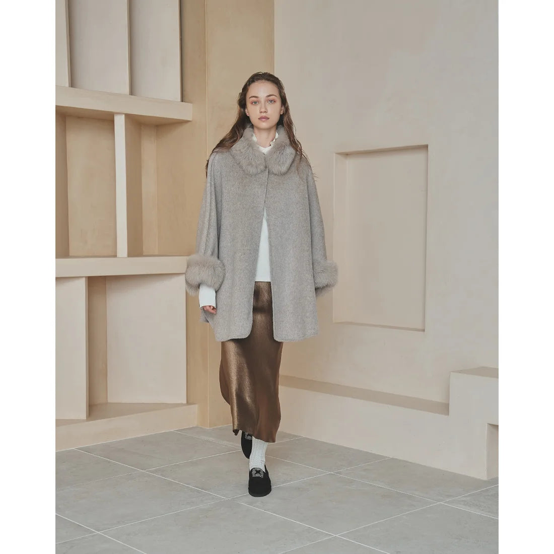 【新品預訂】日本製Emma Francis   [雨天應對] 防水 內側柔軟仿毛 寶石樂福鞋（黑色絨面革）(2002g-S 101)BLK