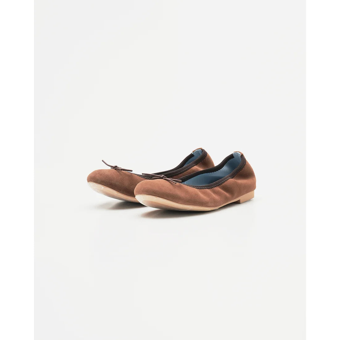 日本製【珍珠色調防水】Emma Francis 真皮 圓頭平底芭蕾舞鞋(02b-L S104)(Brown leather suede)（ブラウン レザースエード）