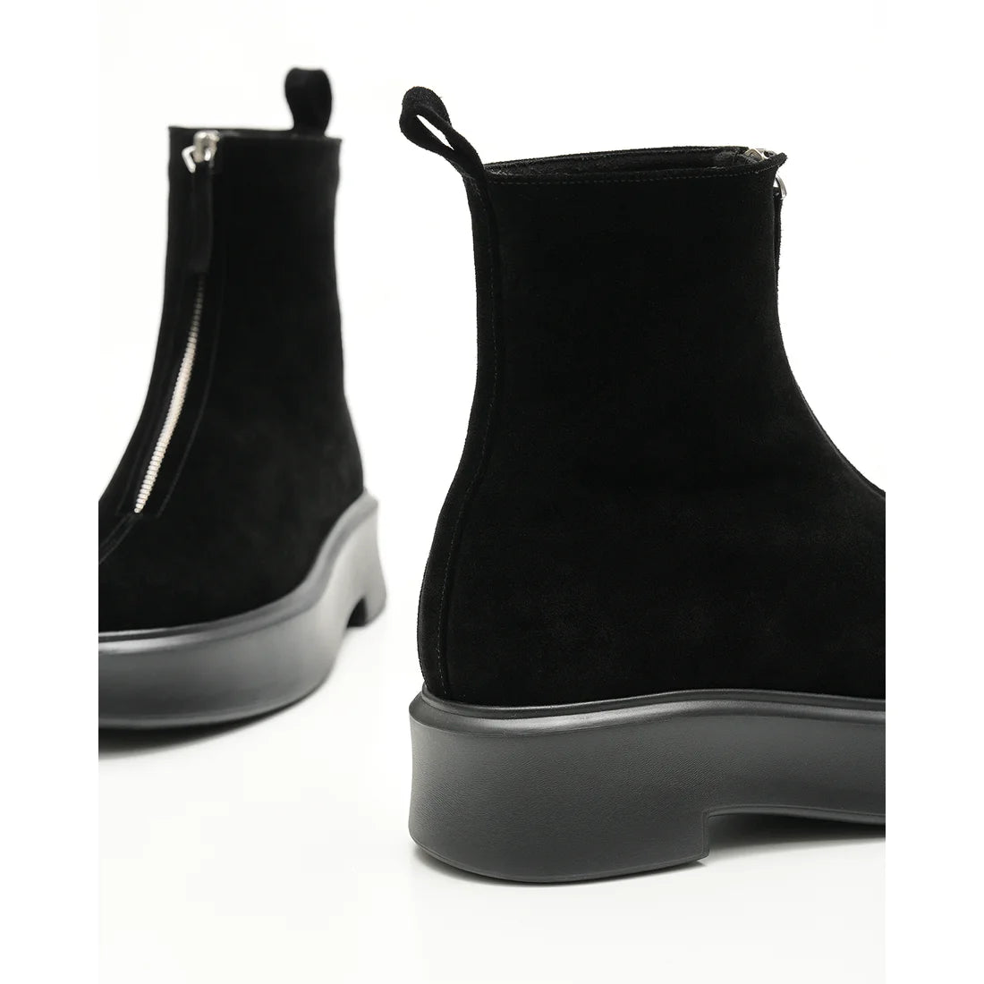 【新品預訂】日本製Emma Francis ［雨天應對］防水厚底前拉鍊靴子（黑色 絲絨皮革）(9013a-L V101)