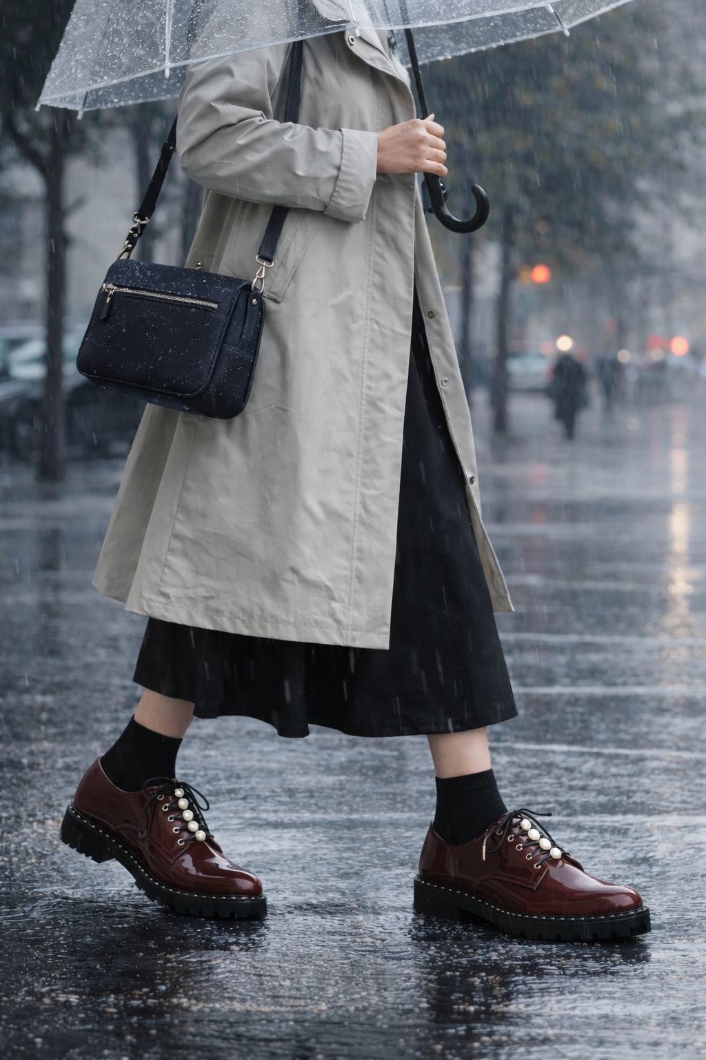 【新品現貨】日本製 Lauf Oletta [All Weather] 全天候防水輕盈珍珠繫帶鞋（LRH128 BORDEAUX） (酒紅色)