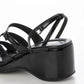 【新品預訂】日本Launa Lea 6cm 方頭綁帶坡跟涼鞋(S161)(黑色/ Black)