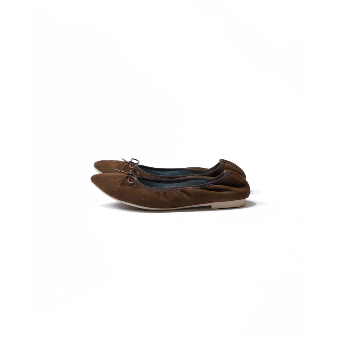 日本製【珍珠色調防水】Emma Francis 真皮 尖頭平底芭蕾舞鞋(01b-L S105)(Brown leather suede) （ブラウン レザースエード）
