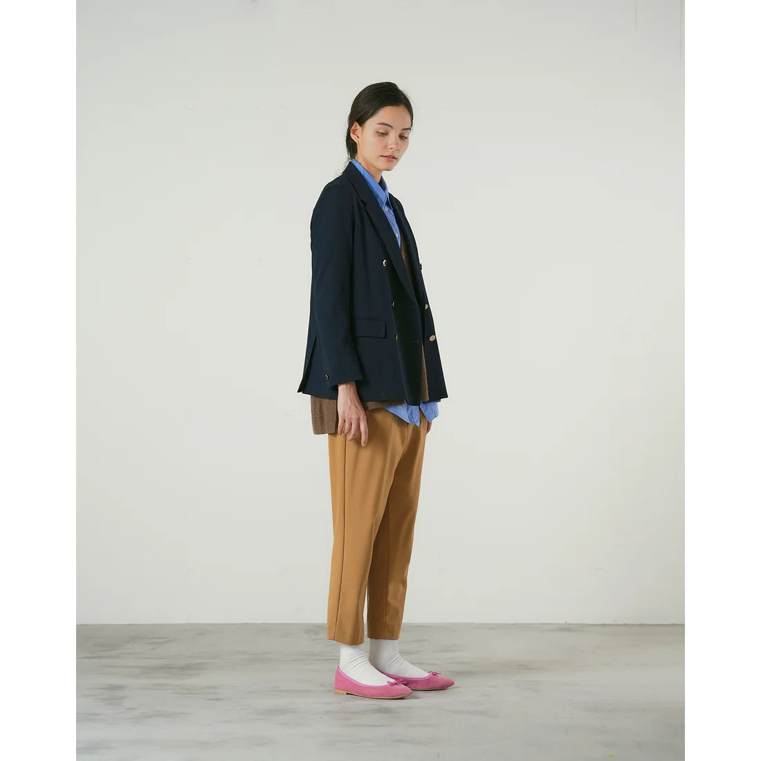 日本製【珍珠色調防水】Emma Francis 真皮 尖頭平底芭蕾舞鞋(01b-L S143)(Dark Pink leather suede) （ダークピンク レザースエード）