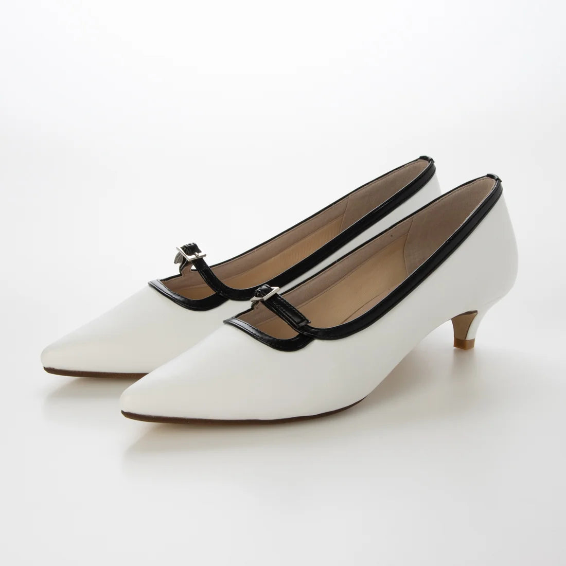 【新品預訂】日本製 Lauf Oletta [All Weather] 全天候 4cm踭 可調節橫帶尖頭高跟鞋（LRH136 White/C） (白色)
