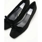【新品】日本製Emma Francis   蝴蝶結3cm方頭高踭鞋（黑色絨面革）(3004a-S 101) BLK