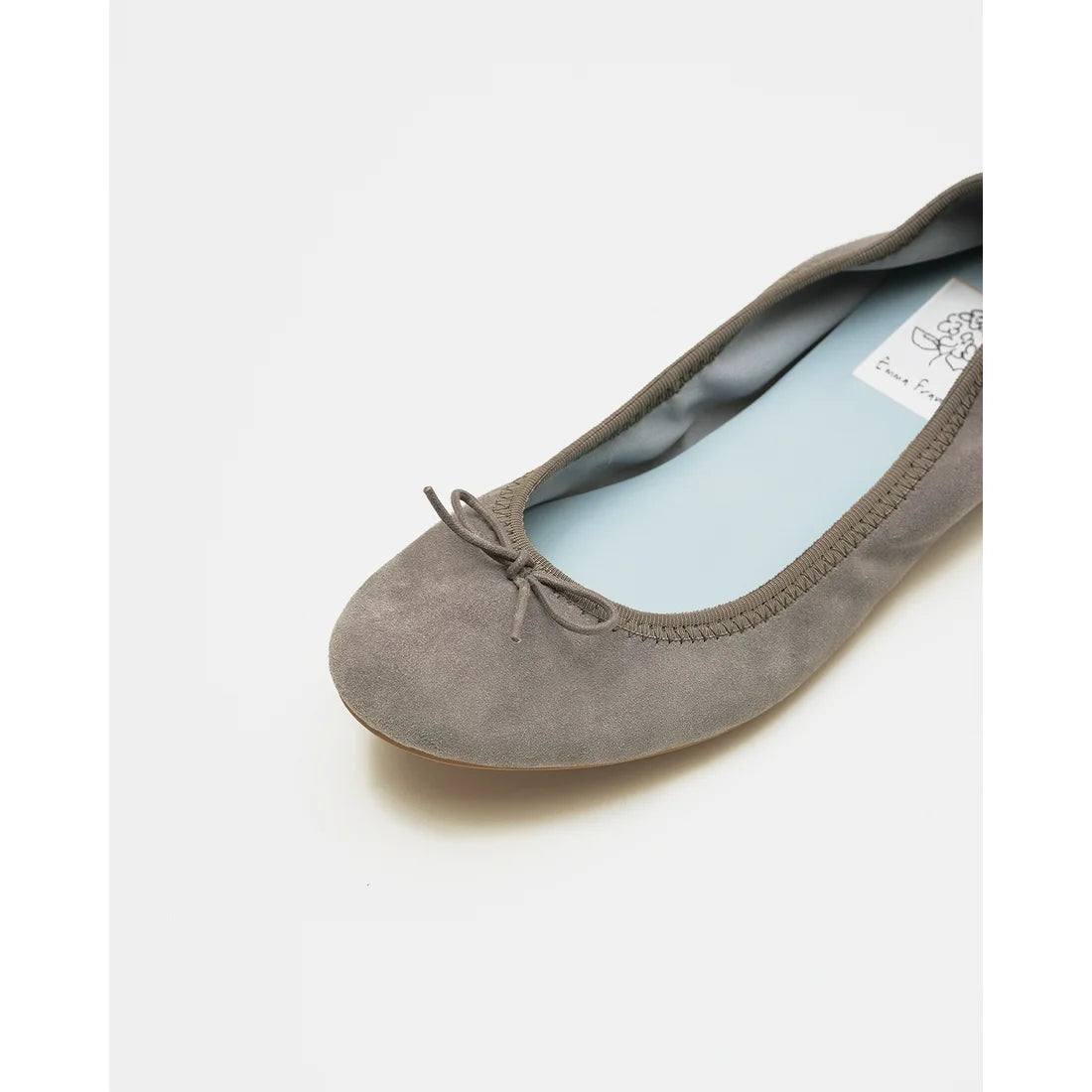 日本製【珍珠色調防水】Emma Francis 真皮 圓頭平底芭蕾舞鞋(02b-L S154)(Dark gray leather suede)（ダークグレー レザースエード）