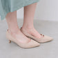 【新品預訂】日本製 Launa Lea 5cm踭高迷你金屬圖案高跟鞋 (610) (淺杏色 S / L Beige S)