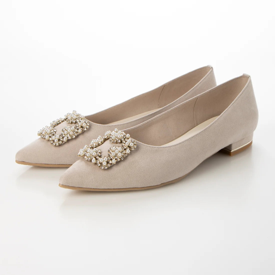 日本製 Launa Lea 寶石尖頭平底高跟鞋 (483) (L 米色 Z / L Beige Z)