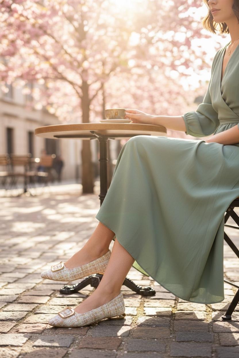 【新品現貨】日本製 Launa lea 金色方扣平底鞋 (576) (薄荷Z/C / Mint Z/C )