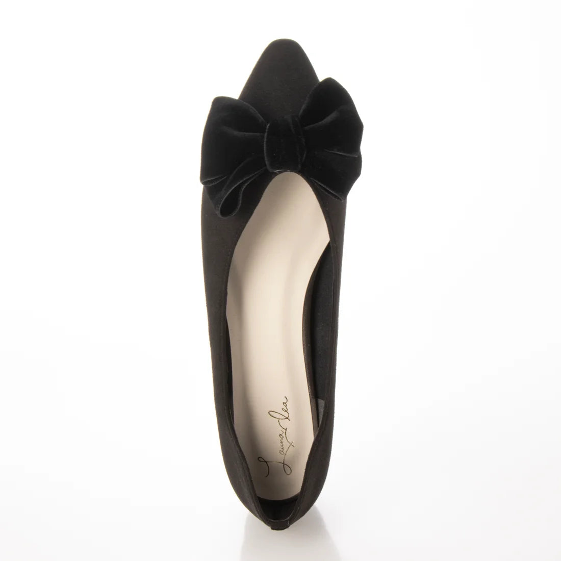 日本製 Launa Lea 絲絨蝴蝶結平底鞋 (460C)(黑色 S / Black S)