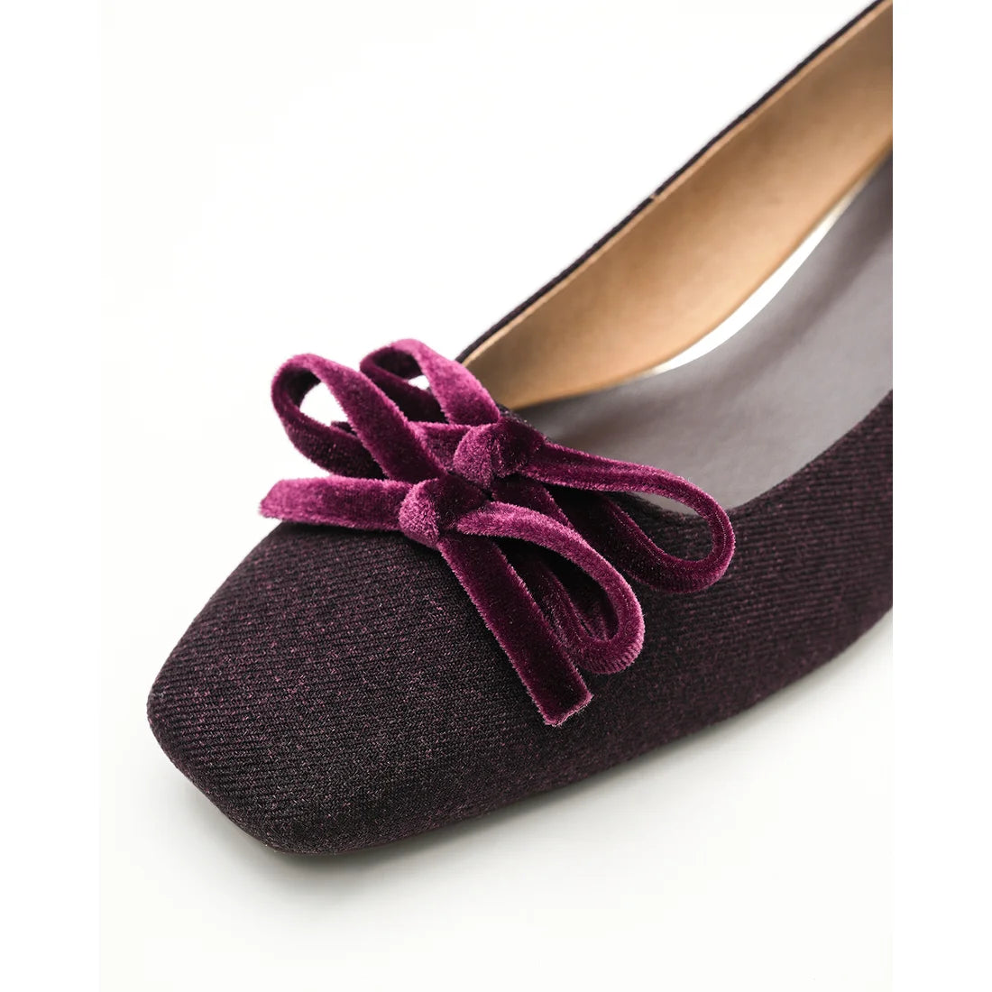 【新品】日本製Emma Francis   蝴蝶結3cm方頭高踭鞋（葡萄酒 絨面革）(3004a-S 138) Wine