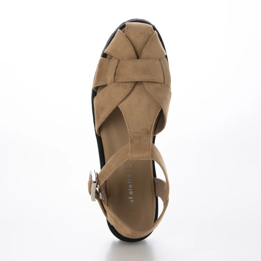 【新品預訂】日本製 Lauf Oletta T型帶3cm厚底絨面涼鞋 (LP148 Beige-S)(杏色)