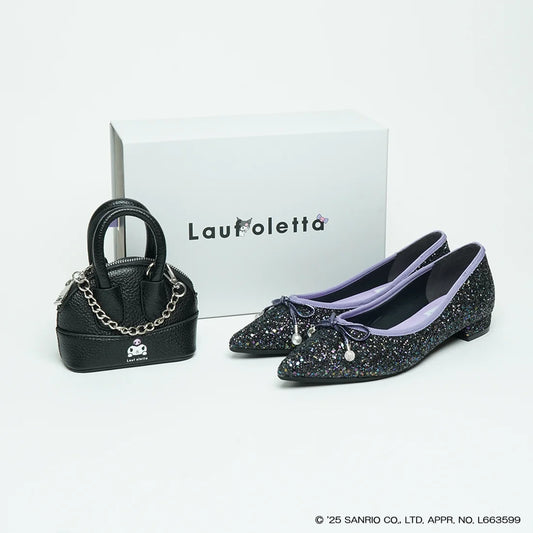 【限定品預訂】售完即止【KUROMI × Lauf oletta 特別聯名】日本製  珍珠蝴蝶結芭蕾舞 (LH101K BLACK-Z) (黑色)