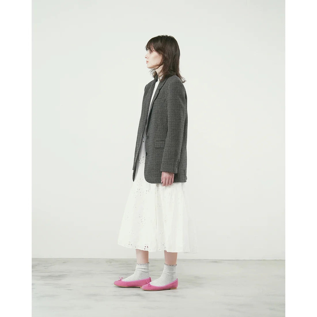 日本製【珍珠色調防水】Emma Francis 真皮 圓頭平底芭蕾舞鞋(02b-L S143)(Dark pink leather suede)（ダークピンク レザースエード）