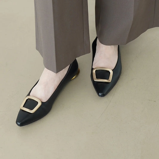 日本製 Launa lea 方扣平底樂福鞋( 576 ) (黑色/Black)