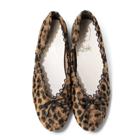 【新品預訂】日本製 Launa lea 經典蕾絲邊蝴蝶結芭蕾舞鞋 (B1616C)(豹紋/Leopard-Z)
