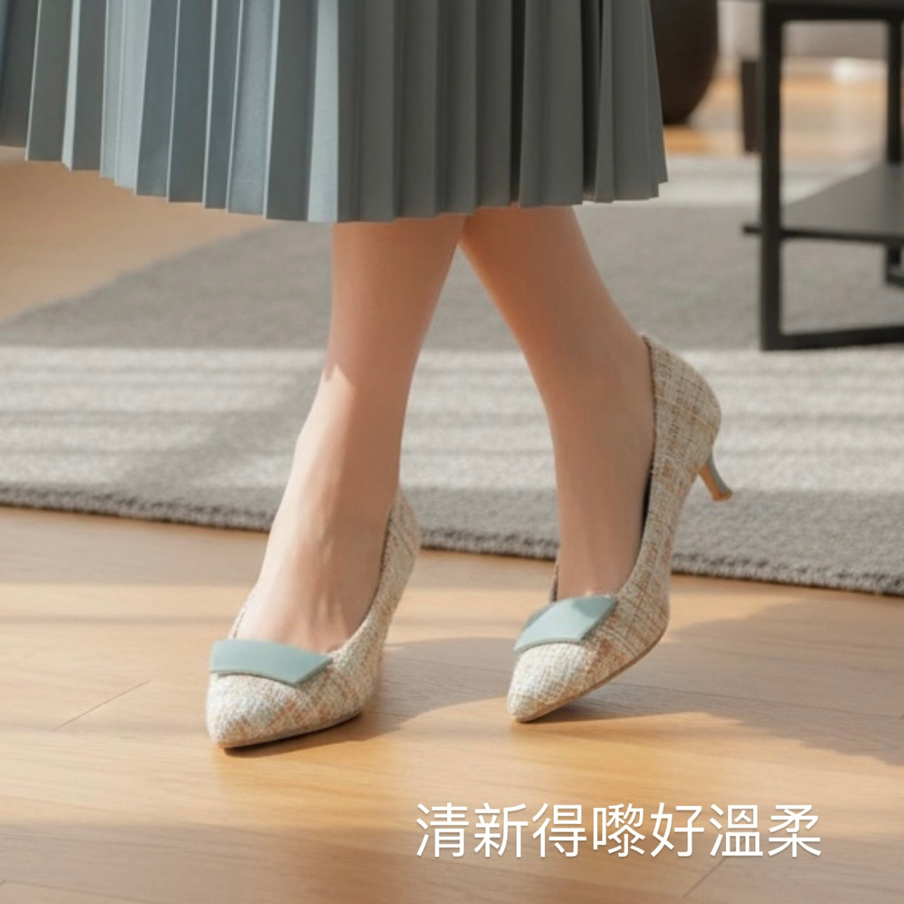 【新品現貨】日本製 Launa Lea 5cm方扣尖頭高跟鞋 (573) (薄荷Z/C / Mint Z/C)