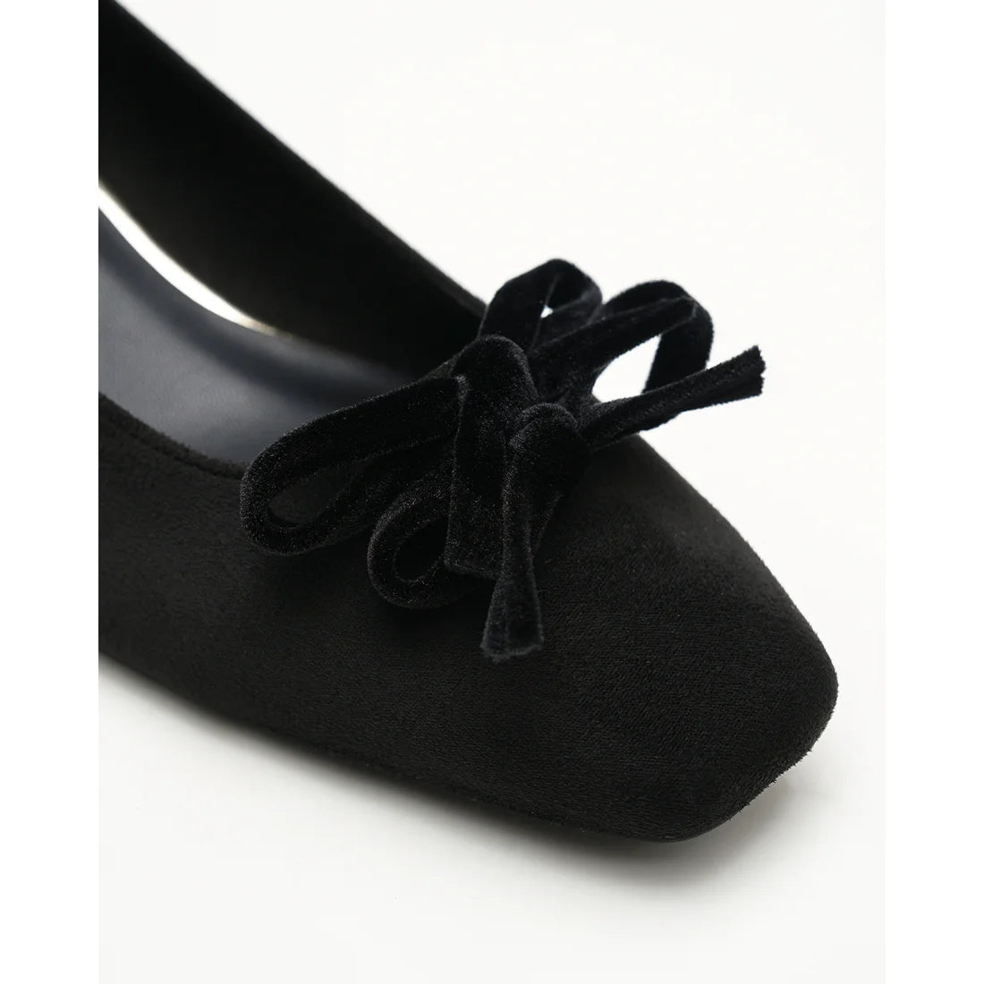 【新品】日本製Emma Francis   蝴蝶結3cm方頭高踭鞋（黑色絨面革）(3004a-S 101) BLK