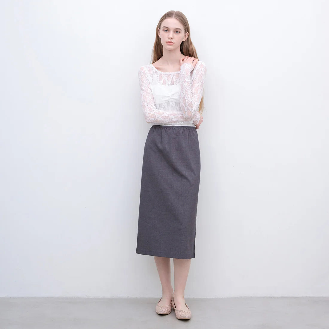 【新品預訂】日本製 Launa lea 閃耀亮片尖頭芭蕾鞋 ( B4601A ) (粉杏色 Z / PK Beige Z )
