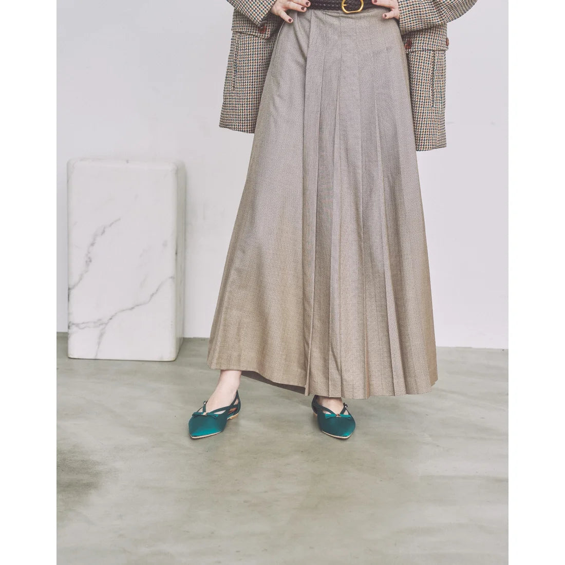 【新品預訂】日本製Emma Francis 緞面側平底鞋（綠色）( 07f-ST 111) Green