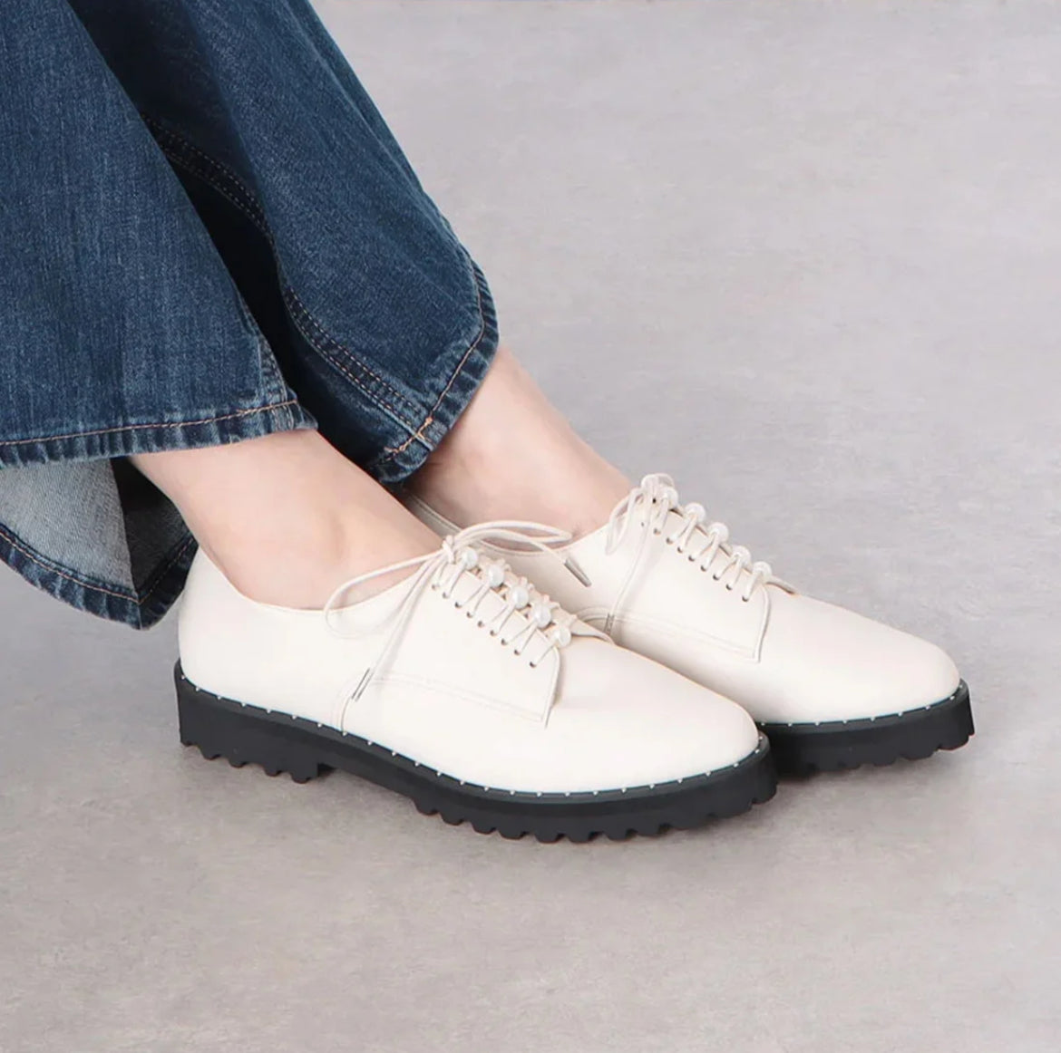 【新品預訂】日本製 Lauf Oletta [All Weather] 全天候防水輕盈珍珠繫帶鞋（LRH128 BLACK-G） (黑色)