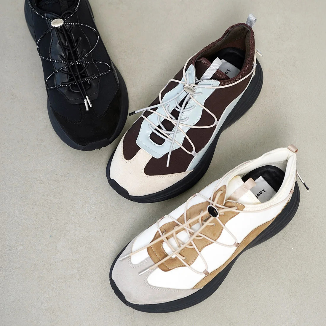 【新品預訂】日本 Lauf Oletta 4.5cm 厚底軟彈性運動鞋 (L155 Black-Z)(黑色)