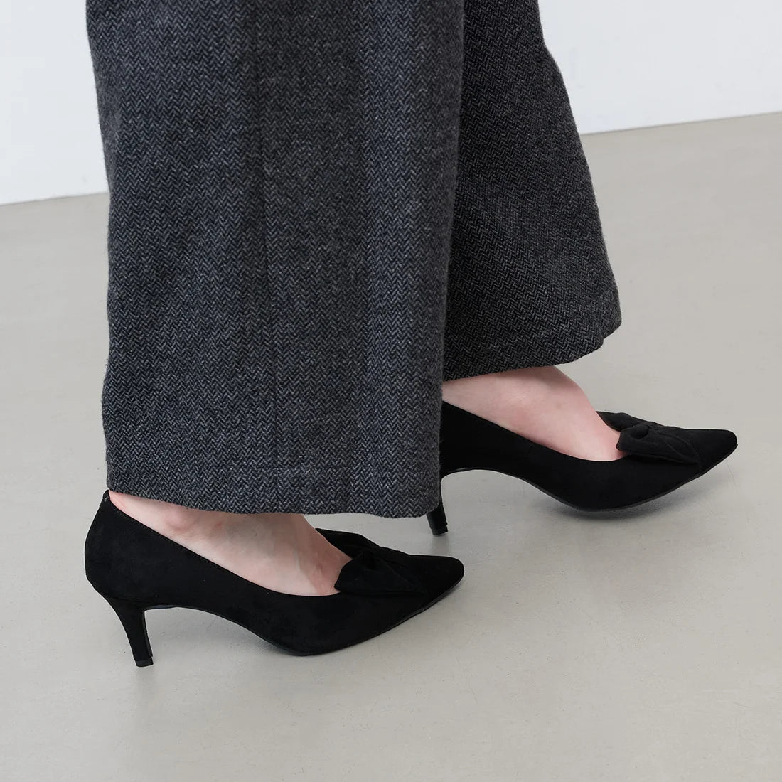 【新品預訂】日本製 Launa Lea 7cm 蝴蝶結高跟鞋 (608)(黑色 S / Black S)