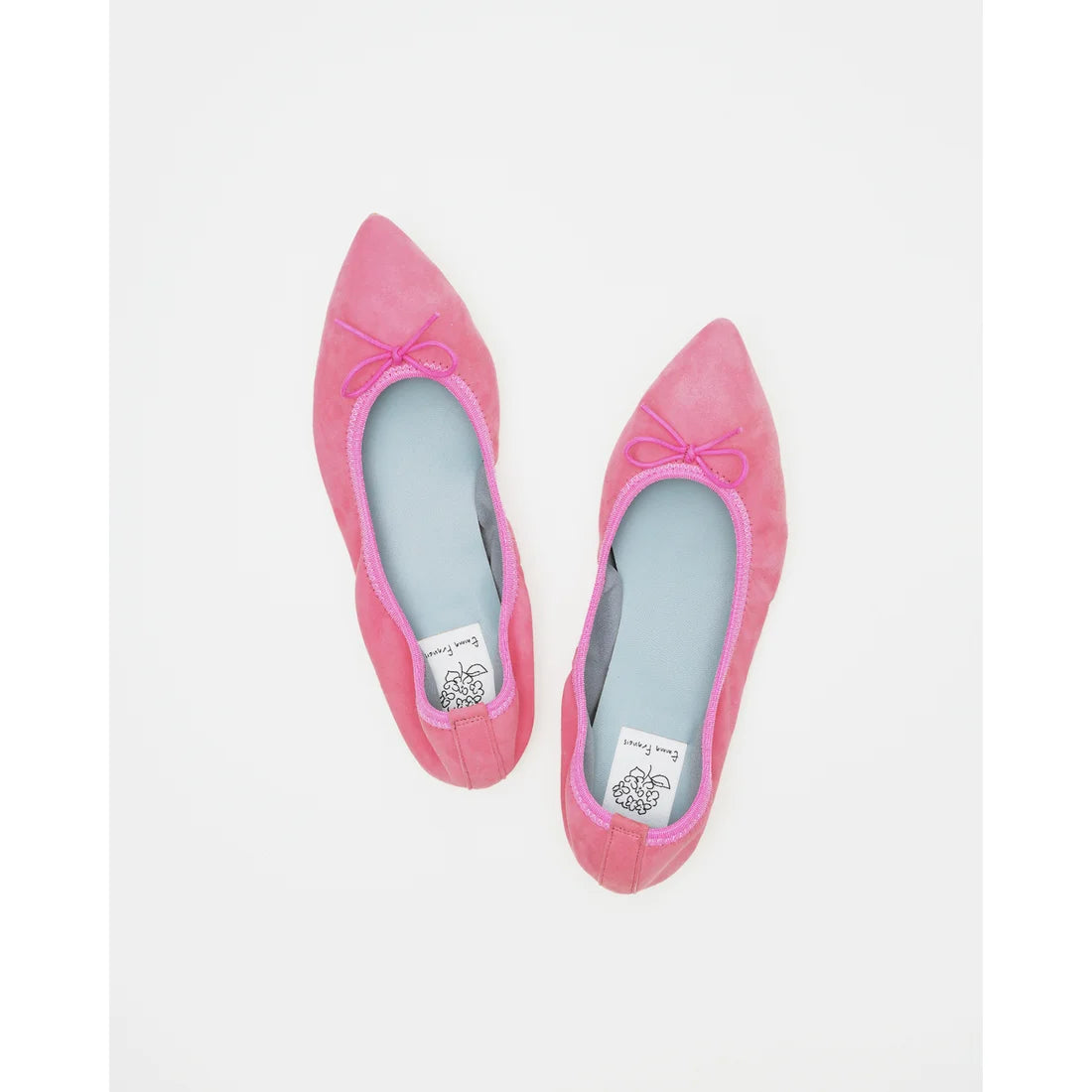 日本製【珍珠色調防水】Emma Francis 真皮 尖頭平底芭蕾舞鞋(01b-L S143)(Dark Pink leather suede) （ダークピンク レザースエード）