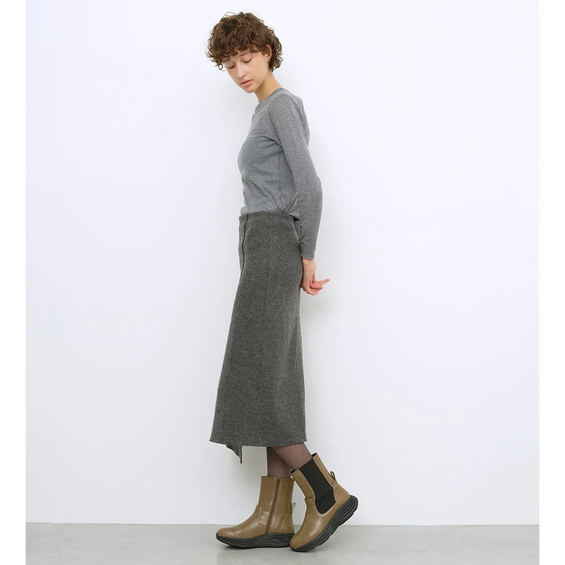 【新品預訂】日本 Lauf Oletta 4cm 輕質厚底側高短靴 (L156 Khaki)(卡其色)