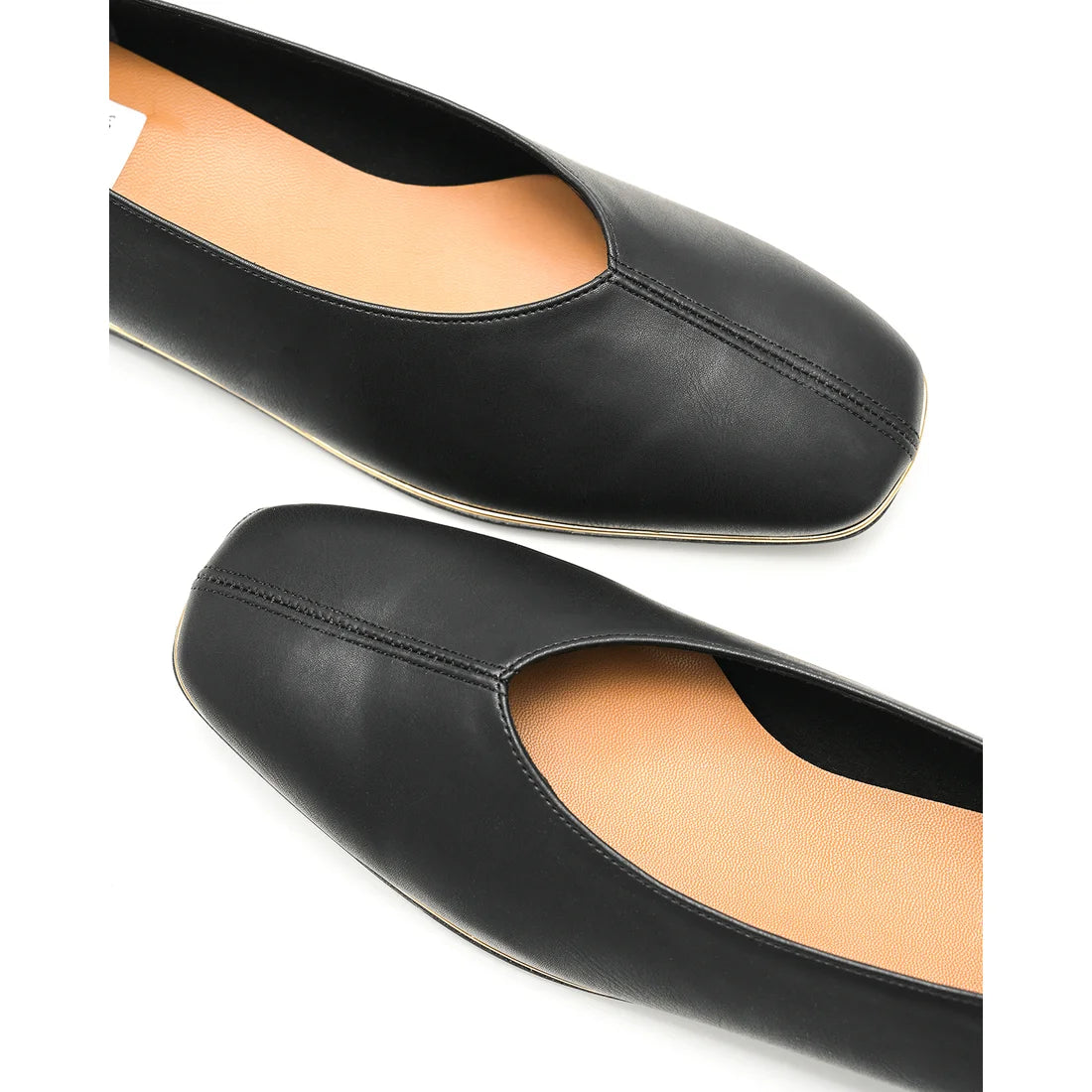 【新品預訂】日本製Emma Francis   V形中心接縫金線平底鞋（黑色光滑）(03aa-P 101) BLK