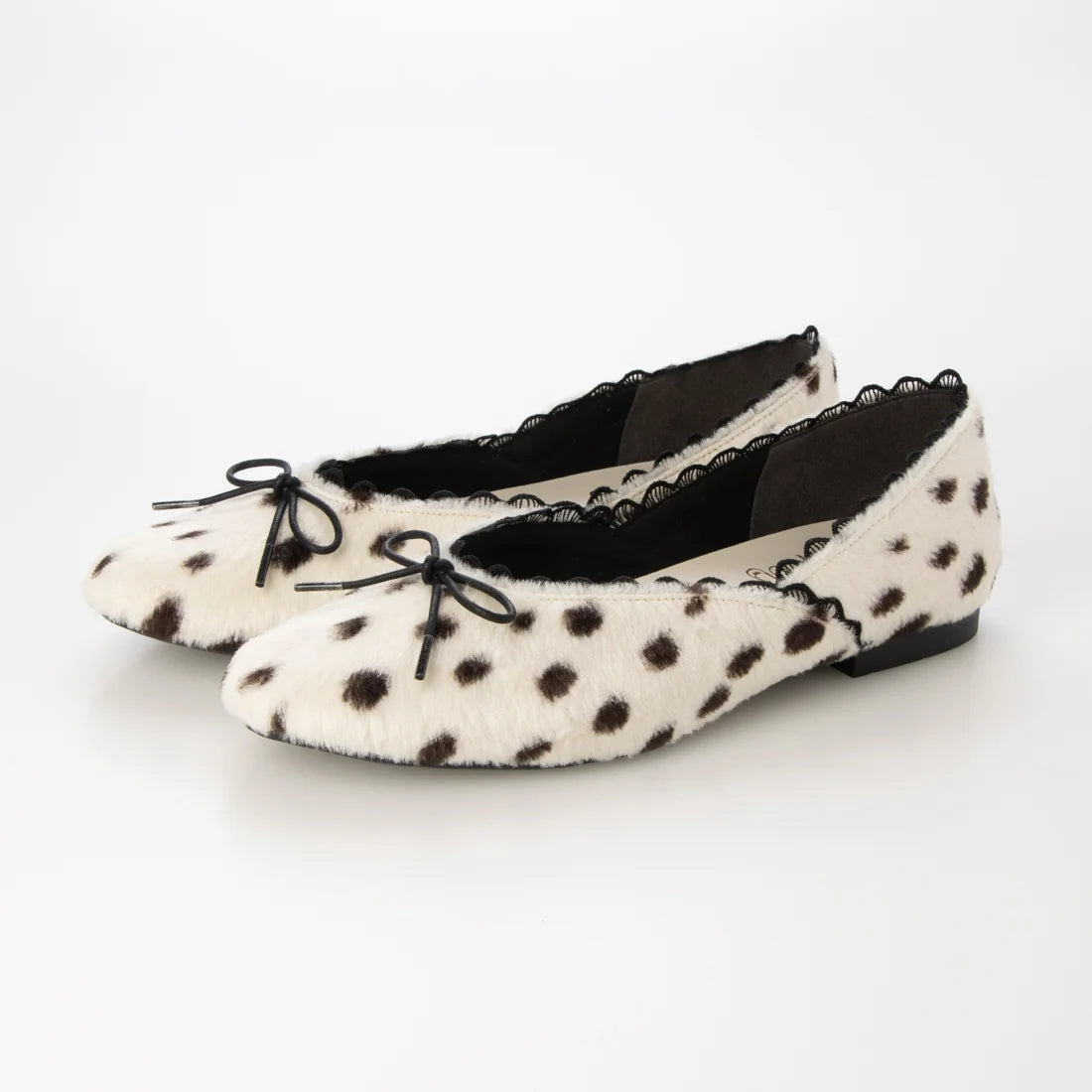 【新品預訂】日本製 Launa lea 經典蕾絲邊蝴蝶結芭蕾舞鞋 (B1616A)(斑點紋/Dalmatian-Z)