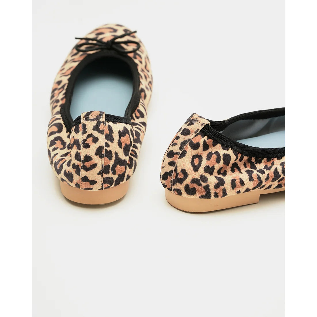 日本製【珍珠色調防水】Emma Francis 真皮 圓頭平底芭蕾舞鞋(02b-L S328)(Leopard pattern leather suede)（レオパード柄 レザースエード）