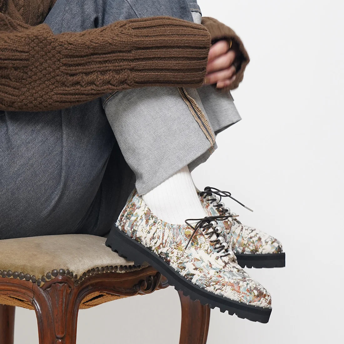 【新品預訂】日本製 Lauf Oletta 輕盈珍珠繫帶鞋（LH128 IVORY-Z/C） (象牙色)