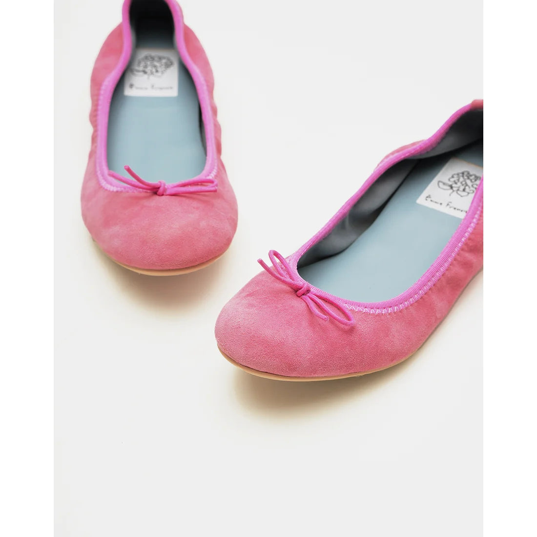 日本製【珍珠色調防水】Emma Francis 真皮 圓頭平底芭蕾舞鞋(02b-L S143)(Dark pink leather suede)（ダークピンク レザースエード）