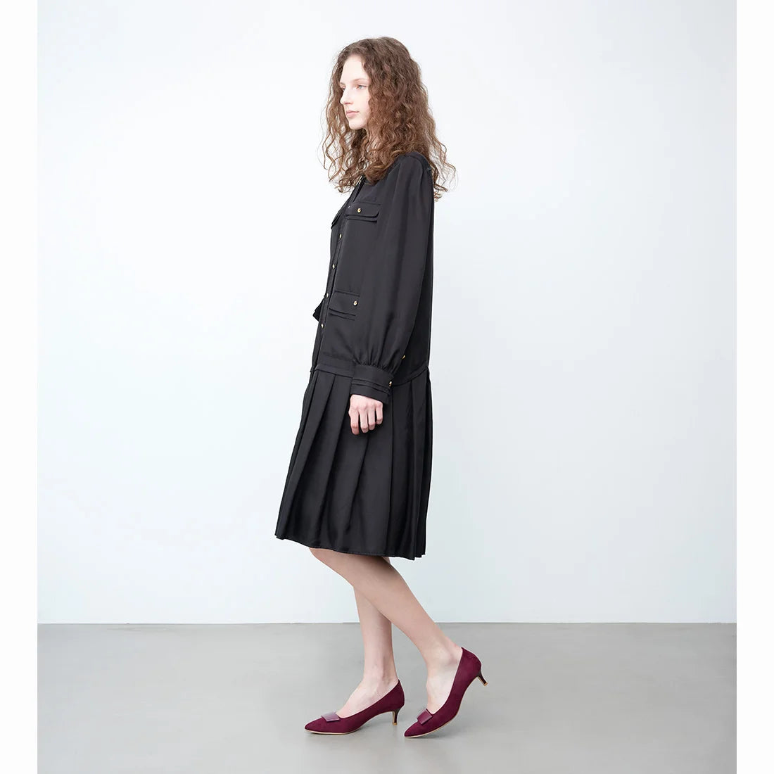 【新品預訂】日本製 Launa Lea 5cm方扣尖頭高跟鞋 (573) (紅色 S / Bordeaux S)