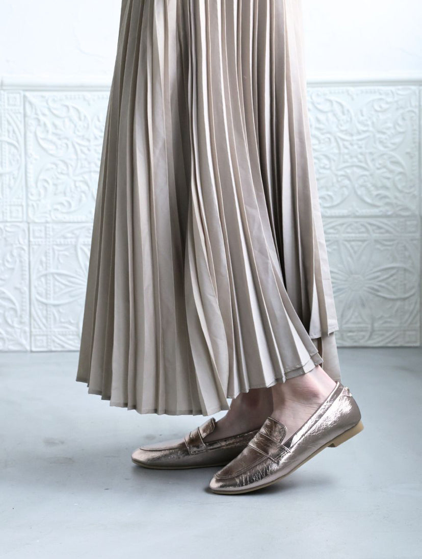 【新品預訂】日本製 潮牌Lucida 防水 粉金色 Alasia 基本款平底樂福鞋 (LC-104 PGD )